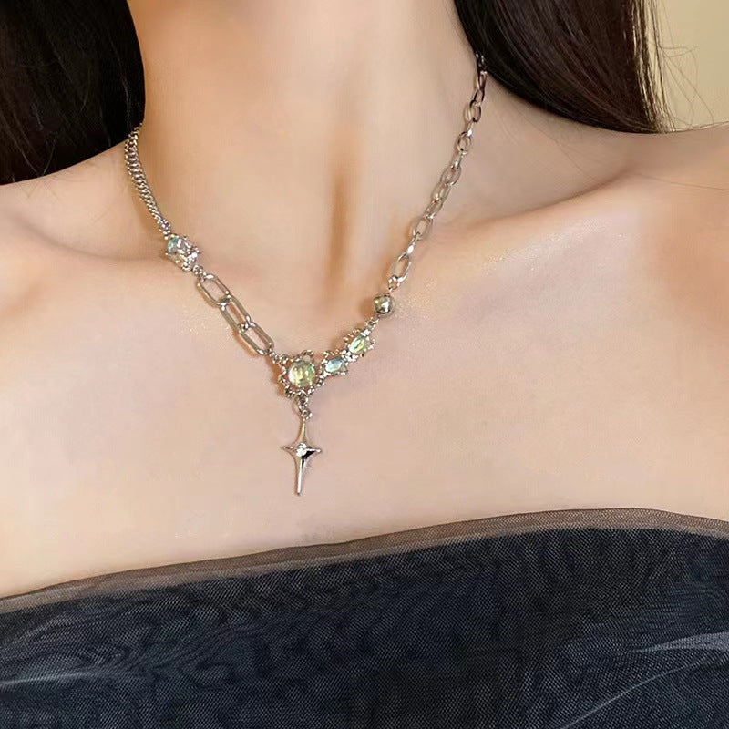 Adjustable moonstone necklace showcasing length