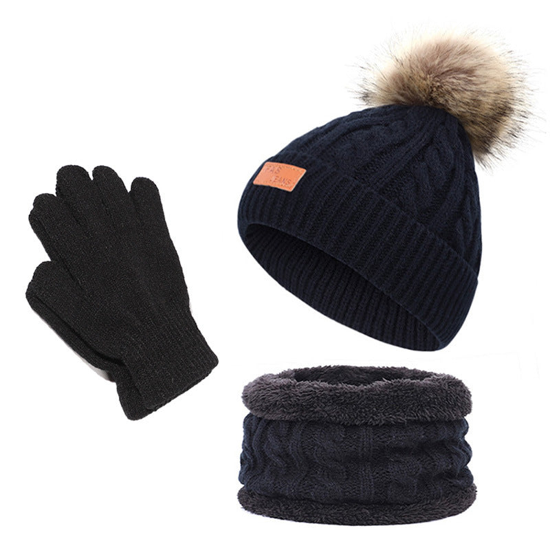 Colorful pom-pom knit hat for children