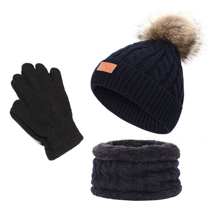 Colorful pom-pom knit hat for children
