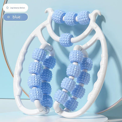 Leg massager with rollers in pink