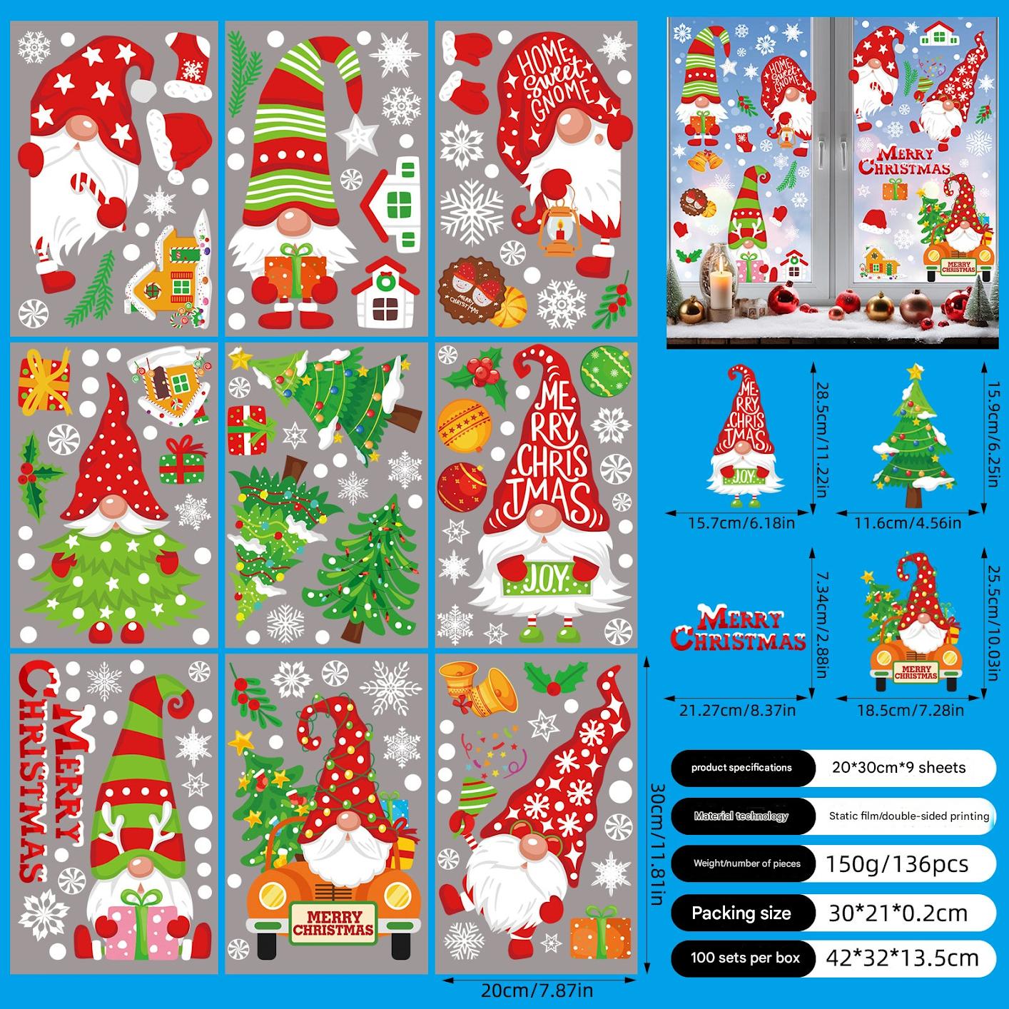 Colorful Christmas static cling decoration on window