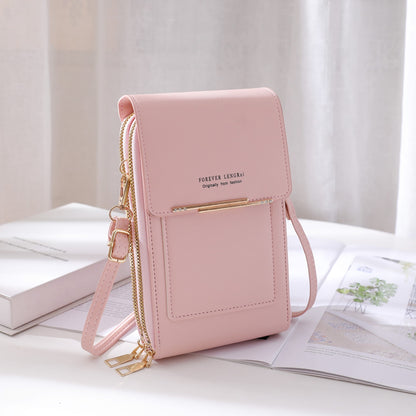 Purple PU shoulder bag with zipper