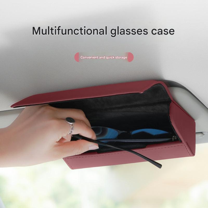 Car sunglasses holder brown leather