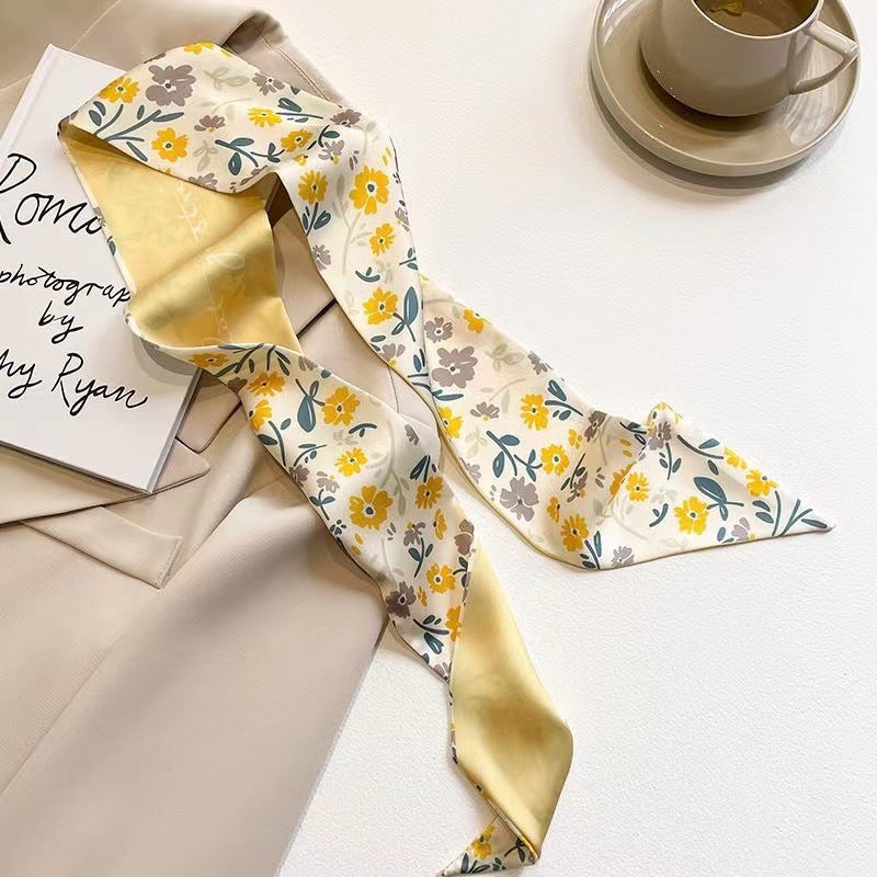 Yellow hair scarf floral design image