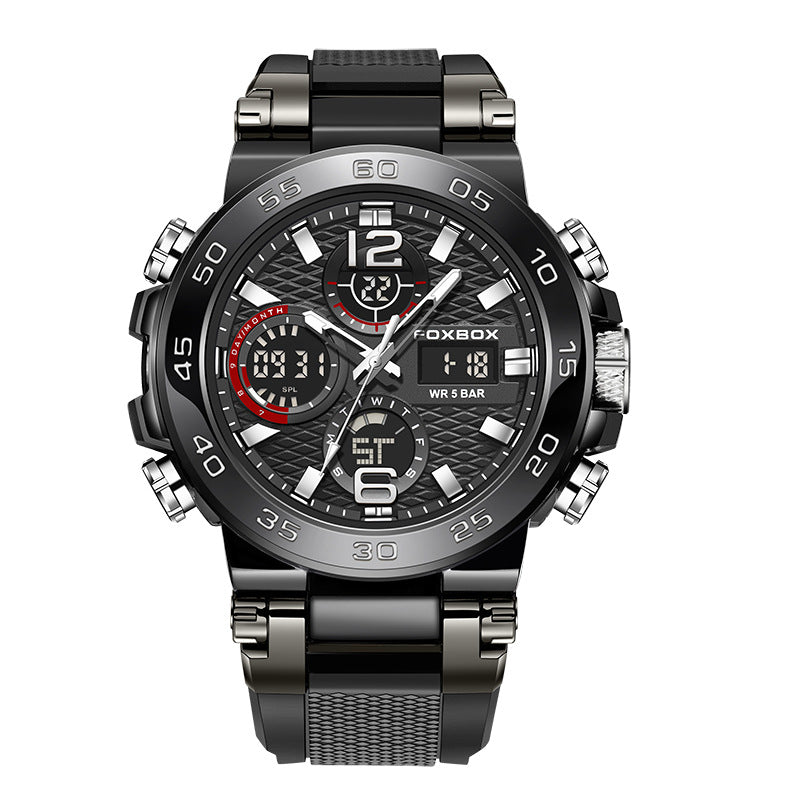Close-up of waterproof quartz watch by FOXBOX