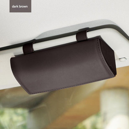Car sunglasses holder brown leather