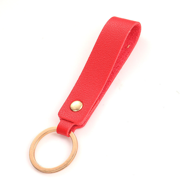 Close-up of PU leather keychain showing texture