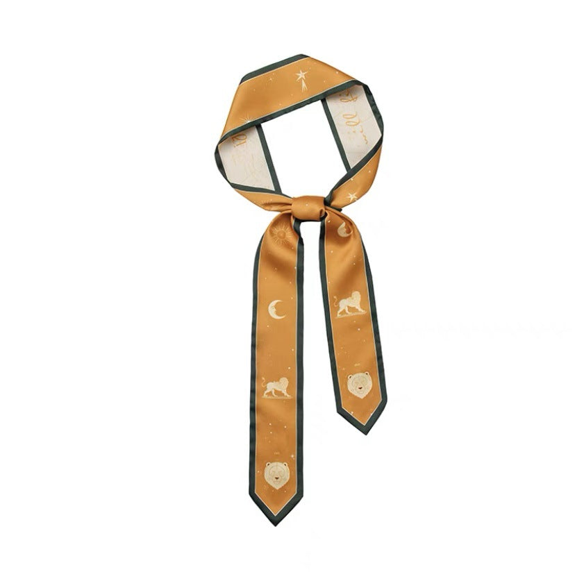 Zodiac silk scarf on a mannequin