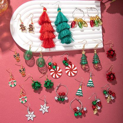 Gold crystal snowman earrings image