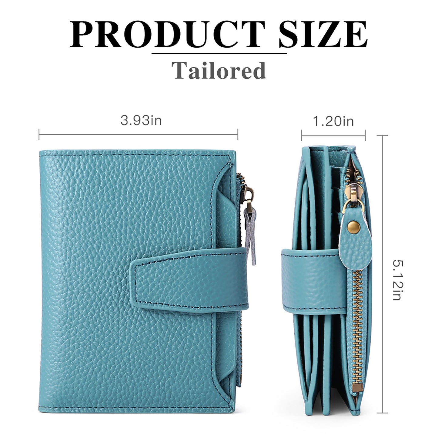 Compact women's wallet with zipper closure