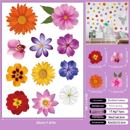 Bright wall stickers in various floral patterns
