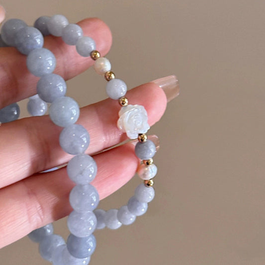 Camellia flower beaded bracelet image 1