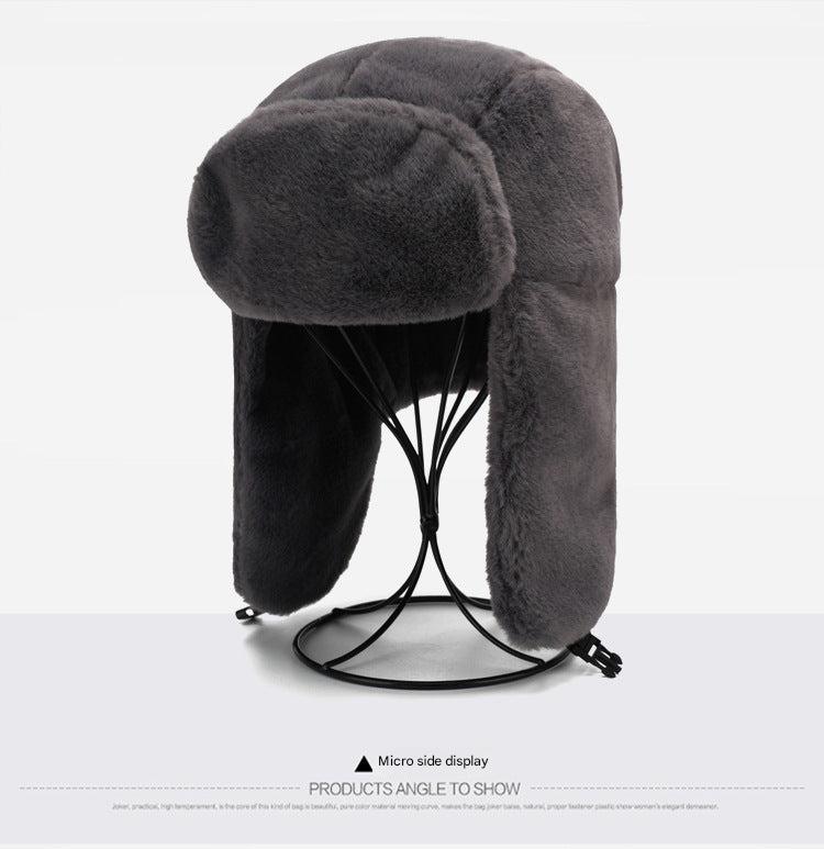 Close up of a winter earflap hat