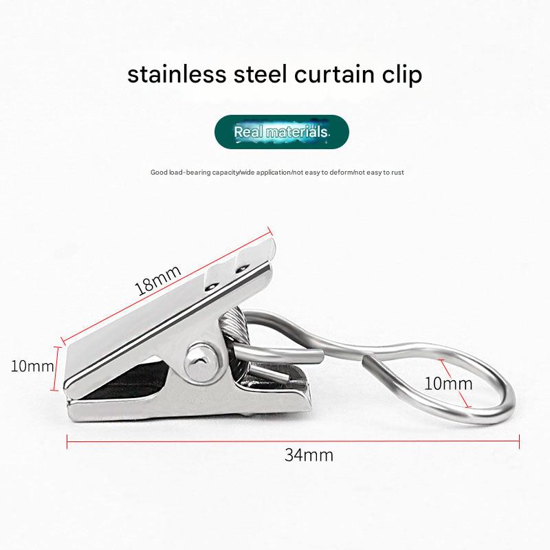 Stainless steel curtain clip close-up