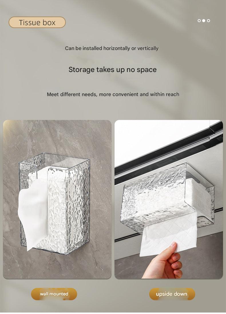 Transparent wall-mounted tissue box design