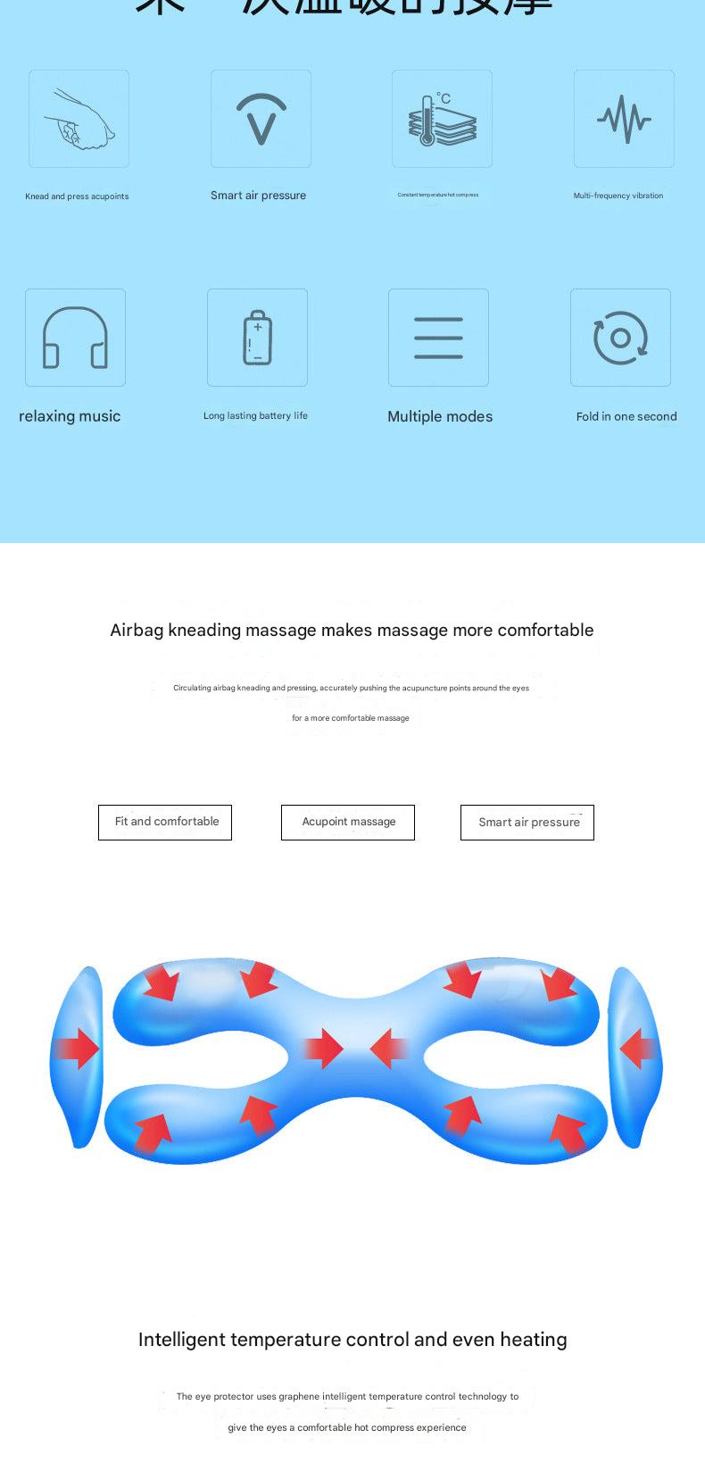 Foldable Eye Massager with Bluetooth