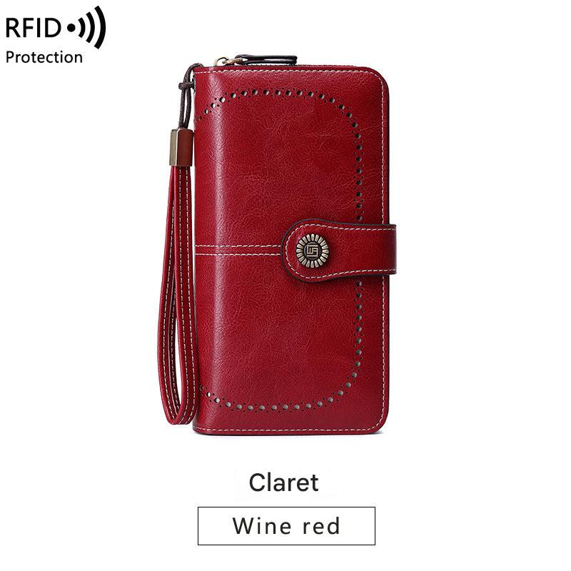 RFID blocking wallet in peacock blue