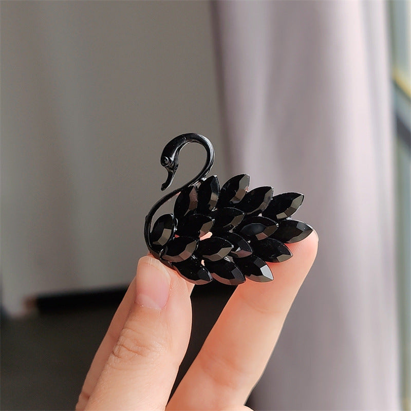 Swan brooch for women with crystals
