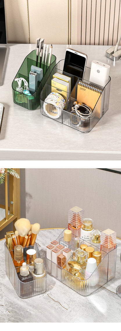 Elegant acrylic makeup organizer on a desk