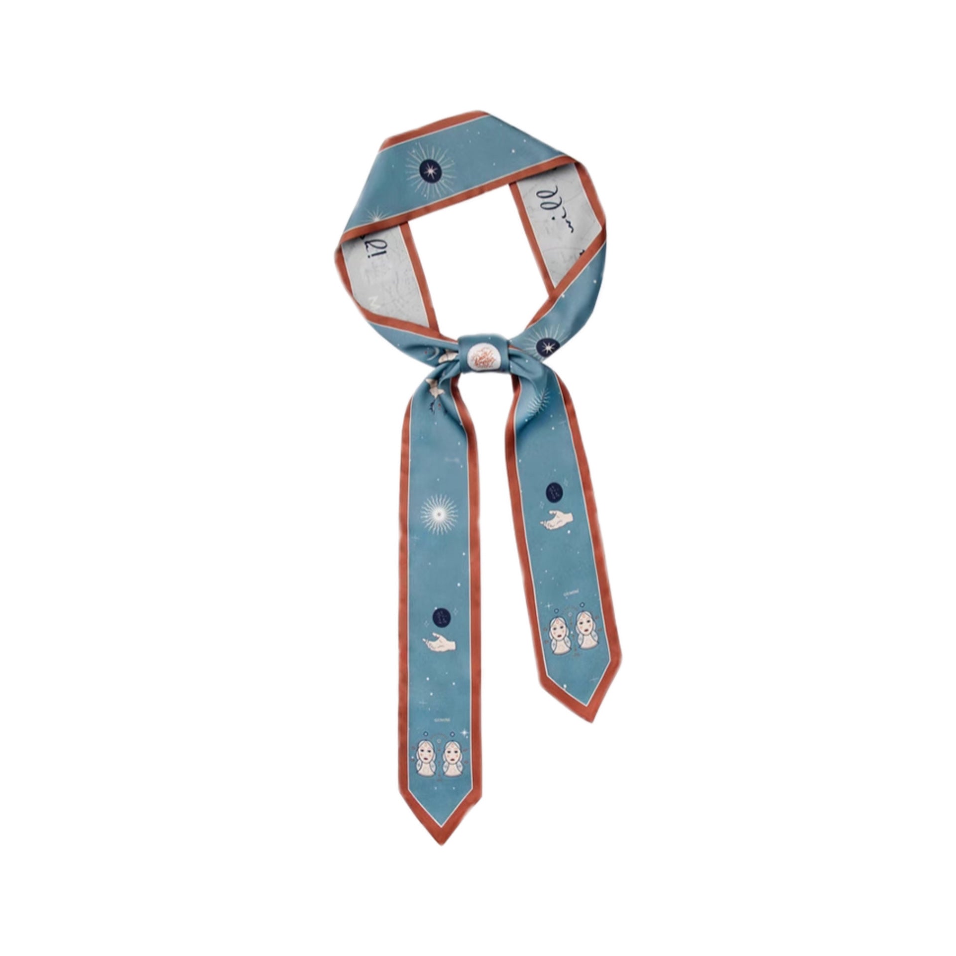 Zodiac silk scarf featuring intricate designs