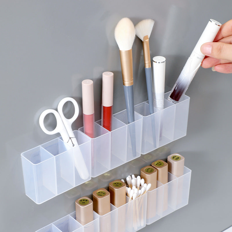 Bathroom storage organizer mounted on wall
