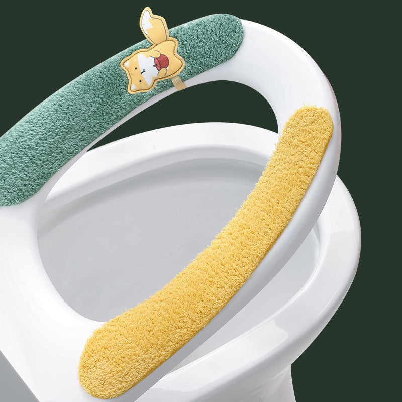 Plush toilet seat cover in orange color