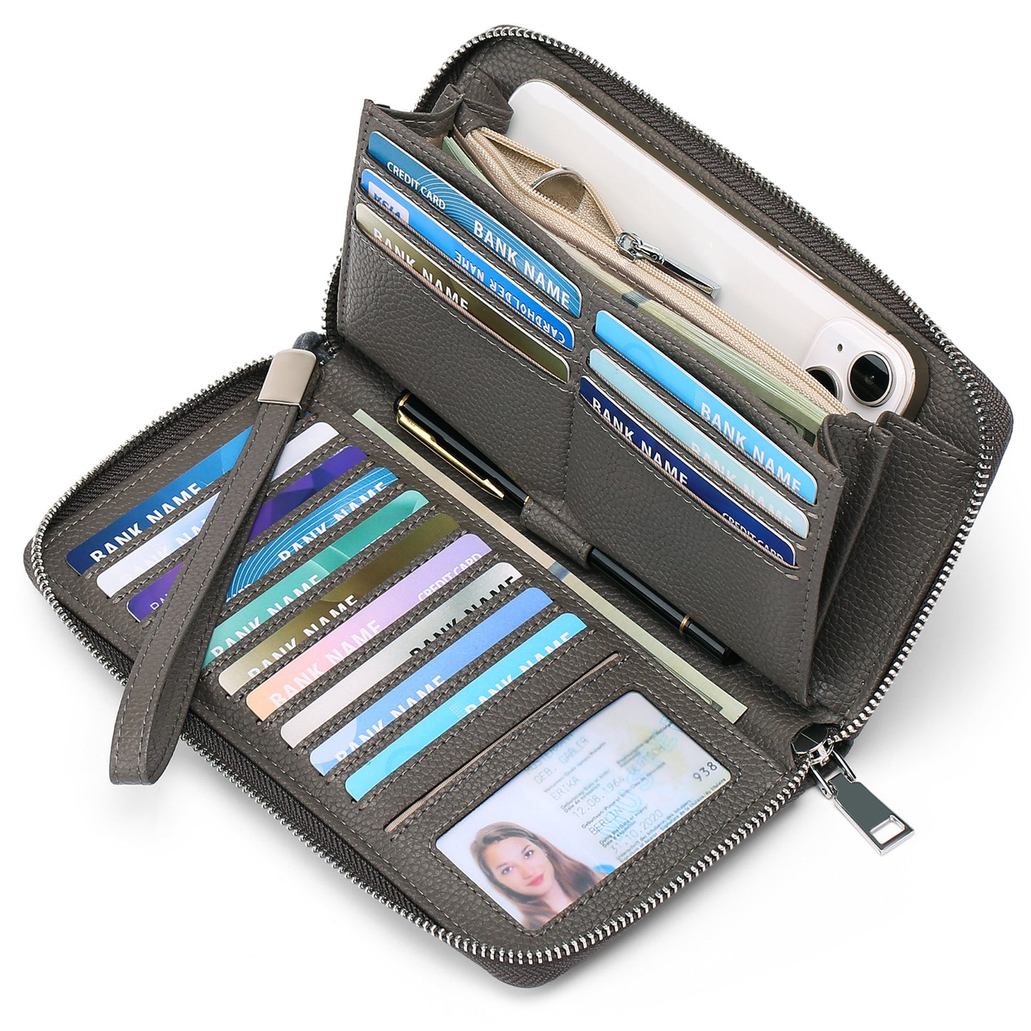 RFID wallet for women in khaki