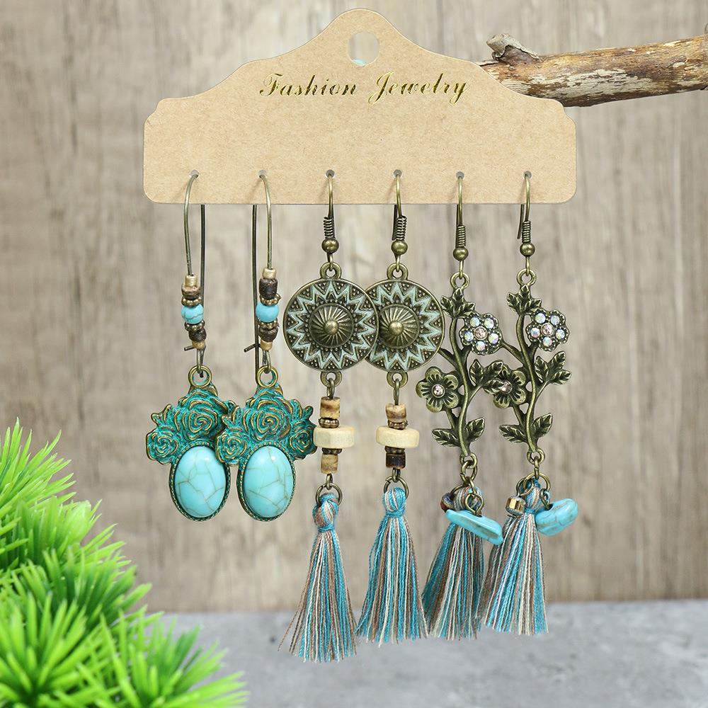 Geometric Tassel Earrings - Image 2
