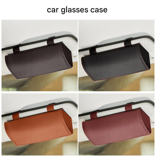 Car sunglasses holder wine red leather