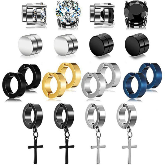 Titanium Steel Cross Zirconia Earring Image 6