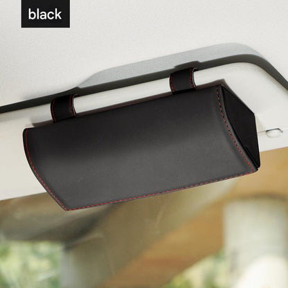 Car sunglasses holder wine red leather