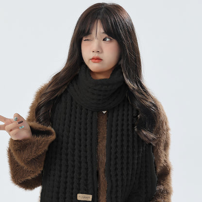 Classic black knitted hat and scarf combo