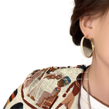 Elegant oversized black circle earrings