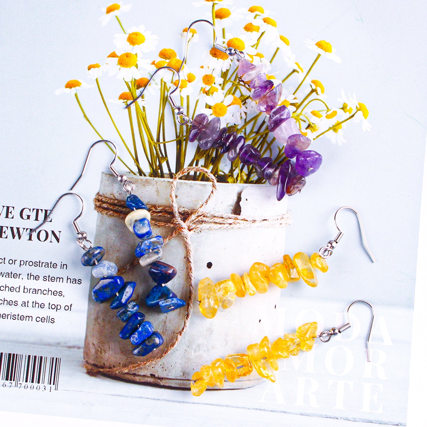 Handmade Natural Stone Crystal Drop Earrings Image 4