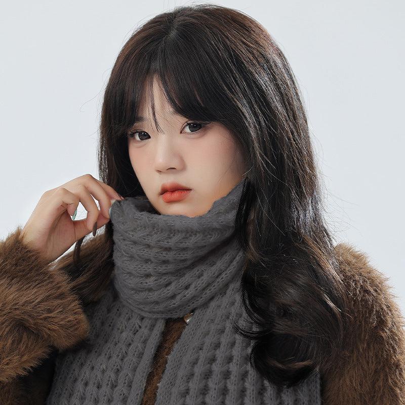 Red knit hat and scarf winter set