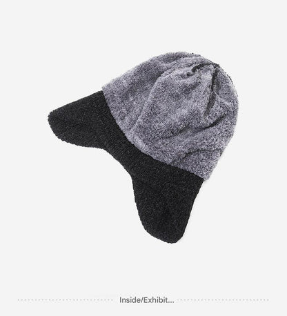 Gray knit beanie for men with ear protection