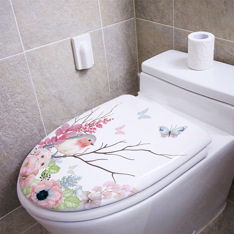 Charming Pink Floral Toilet Lid Cover Image 4