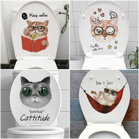 Colorful cat toilet sticker 6