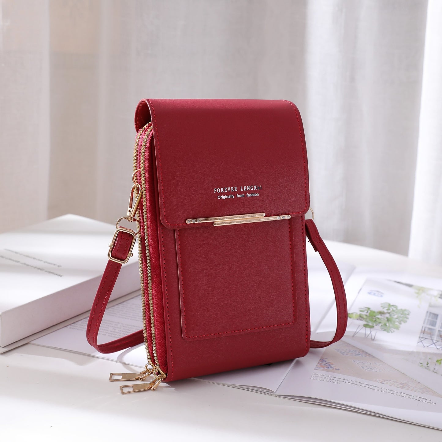 Brown multifunctional shoulder bag for women