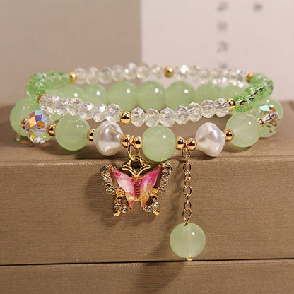 Cute Korean Style Crystal Butterfly Bracelet Image 1