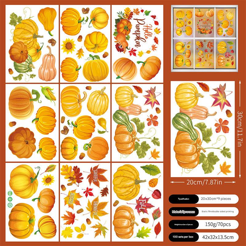 colorful fall leaves window cling