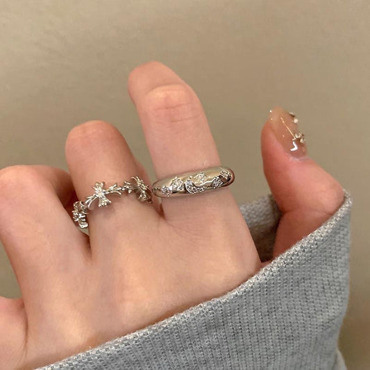 Silver Zircon Cross Ring front view