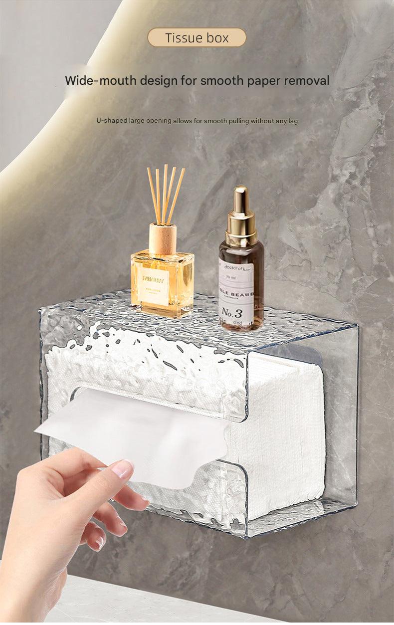 Transparent wall-mounted tissue box design