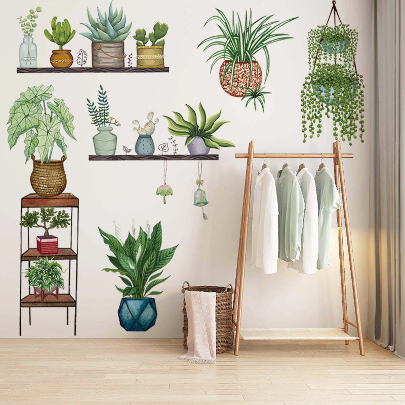 fresh green plant wall sticker design 6