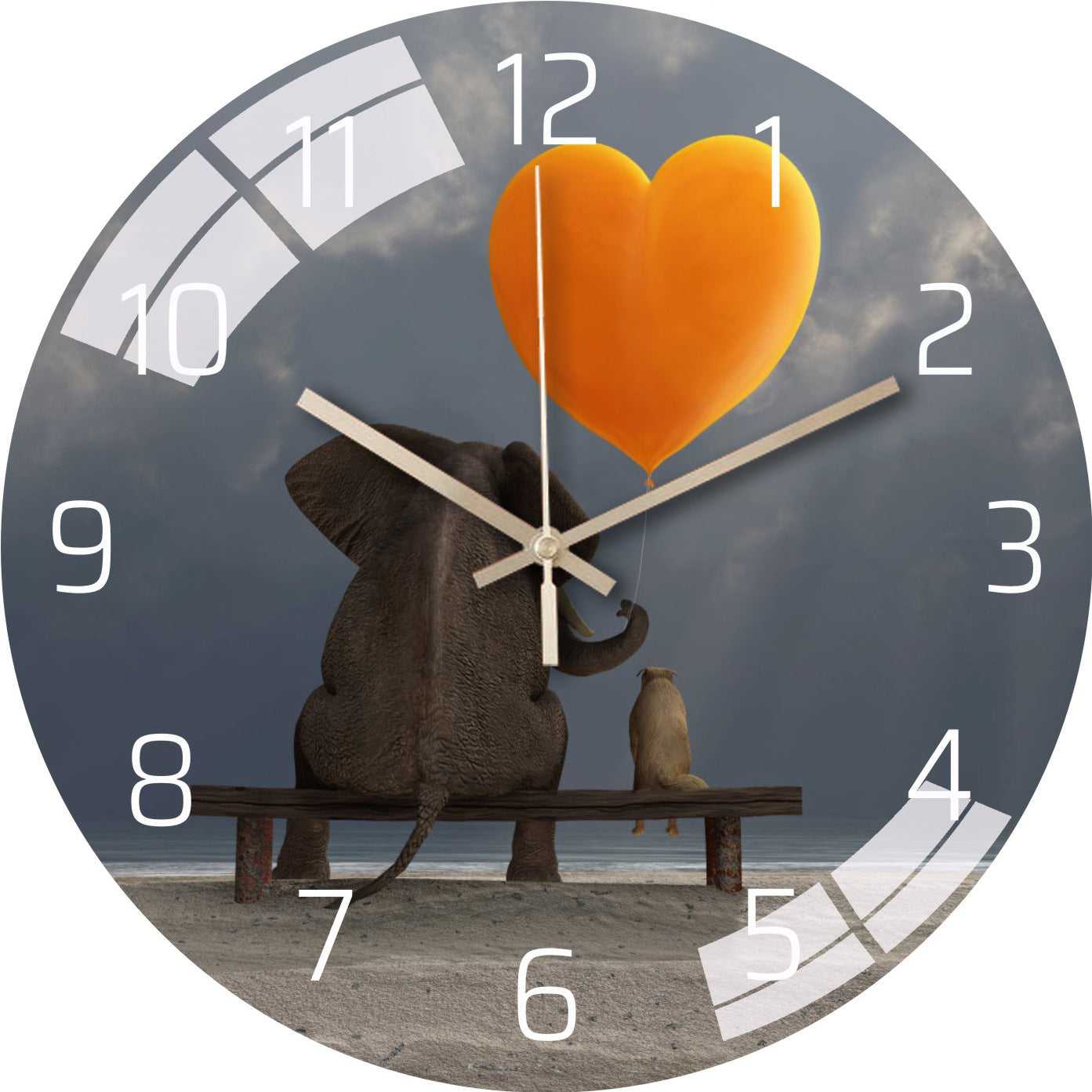 Stylish glass wall clock on the wall