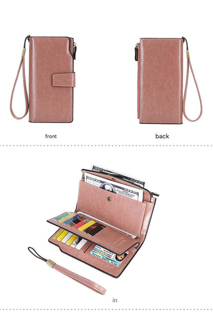 Vintage PU leather wallet in peacock blue