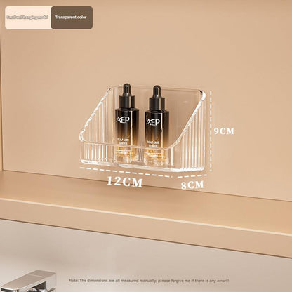 Transparent wall-mounted makeup organizer with lipsticks