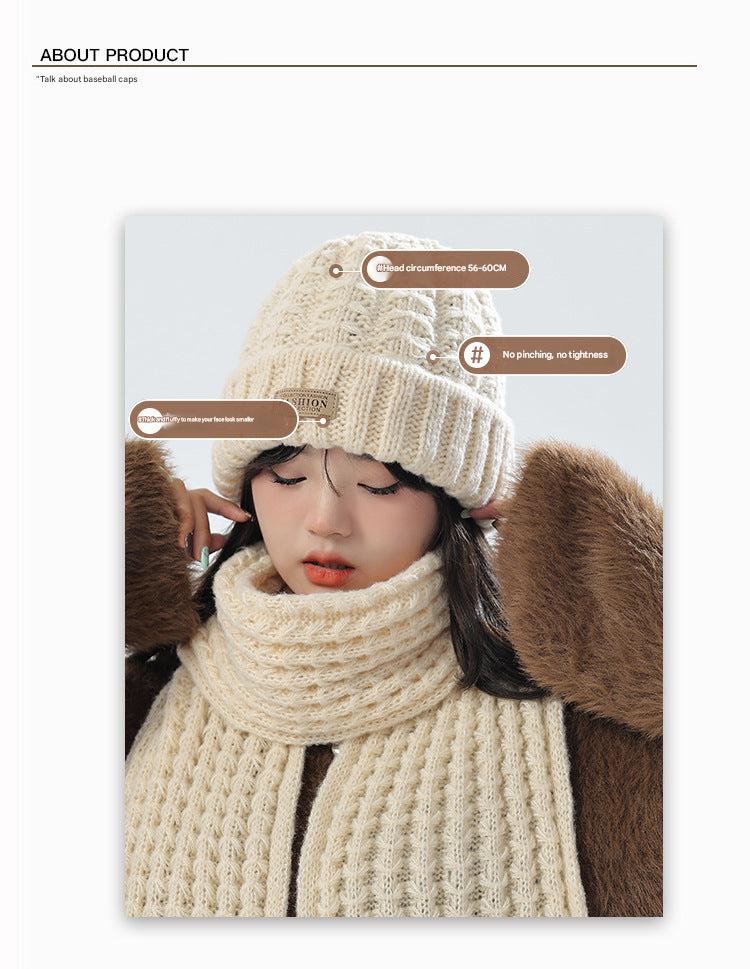 Chic brown knit hat and scarf for winter
