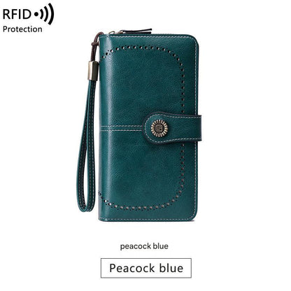 spacious wallet with zip closure in wine red