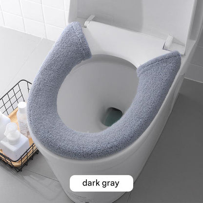 Comfortable gray button design toilet seat cover